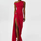 One Shoulder High Split Sexy Maxi Dress Women Elegant Sleeveless Backless Ruched Bodycon Club Party Long Dresses