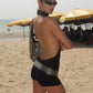 Black Backless Halter Playsuit Romper One Piece Jumpsuit Sexy Club Outfits 2026 Woman Summer Clothing