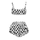 Polka Dot Print 2 Piece Set Women Fashion Ruched Bra Camisole+Elastic Waist Mini Shorts Sexy Beach Vacation Clubwear