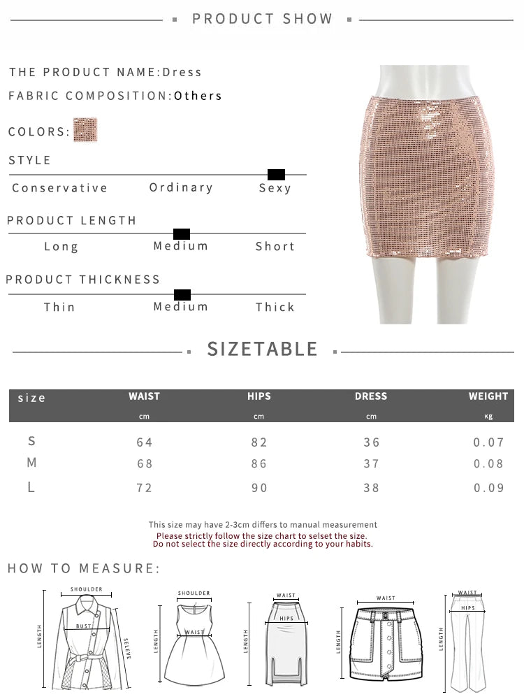 Sequin Hottie 2 Piece Women Sexy Trend Halter Backless Sleeveless Tank Top+Peach Hip Skirts Fashion Street Clubwear