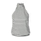Black and White Striped Halter Tops for Woman Sexy Summer Clothes 2026 Fashion Lace Up Backless Top