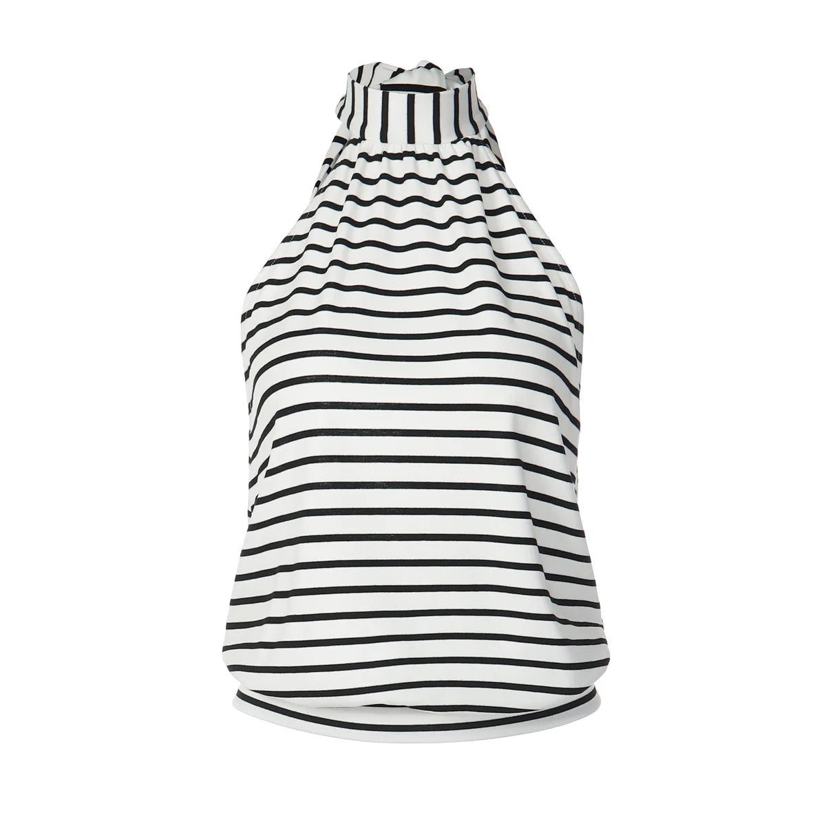 Black and White Striped Halter Tops for Woman Sexy Summer Clothes 2026 Fashion Lace Up Backless Top