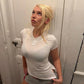 V Neck Side Split Short Sleeve Tops Asymmetrical Tight Fitted White Tshirt Woman Clothes Summer 2026
