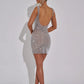 Glitter Backless Sexy Mini Dress For Women Robe Fashion New Square Collar Sleeveless Sparkle Bodycon Club Dress Vestido