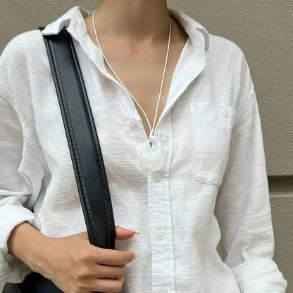 Korean Simple Irregular Red Resin Pendant Necklace for Women Fashion Exquisite Sweater Chain Daily Wear Jewelry Gifts