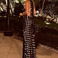 Round Plaid Printed Maxi Dress For Women Gown Halter Off-shoulder Sleeveless Backless Evening Club Long Dress Elegant