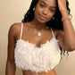 Hottie Backless Furs Tank Top Women Sexy Fashion Halter Bandages Elegant Simple Party Clubwear Trend High Street Vest
