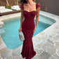 Elegant Burgundy Ruched Mermaid Maxi Dresses 2026 Woman Party Gown Dress Wedding Guests Birthday