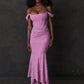 Off-shoulder Backless Sexy Evening Dress For Women Purple Sleeveless Strapless Ruched Bodycon Club Party Dress