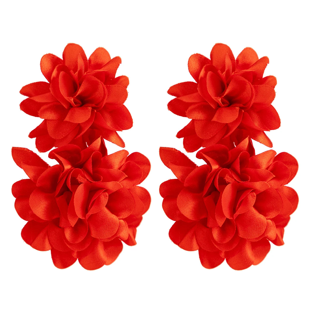 Exaggerated Big Fluffy Fabric Flower Petal Drop Earrings for Women Trendy Elegant Earring Wed Bridal Y2K Jewelry Accessories New