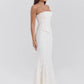 Strapless Sexy Two Piece Set Women White Off-shoulder Lace-up Crop Tops And Maxi Skirt Matching Sets Female Dress Set