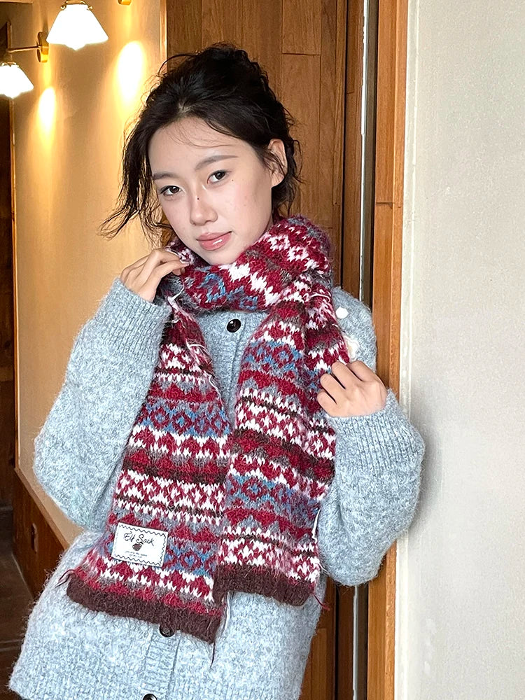 2025 Winter New Arrivals Y2K Bohemian Stripe Panel Neck Warmer Accessory For Woman