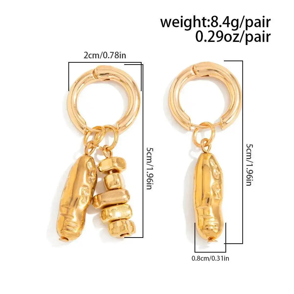 Women's Punk Asymmetric Metal Beaded Pendant Drop Earrings Simple Irregular CCB Trendy Party Jewelry Gift