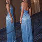 Tassel Decoration Gown Dress Woman Sexy Shiny Sequin Halter Low-Neck Shape Waist Hem Evening Prom Party Elegant Vestidos