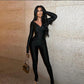 2 Piece Pant Sets Top Leggings Matching Sets Sexy Club Outfit Deep V Long Sleeve Jumpsuit Womens Fall Clothing