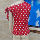 Elegant Polka Dot One Shoulder Top for Women Tie Detail Slim Fit Ruched Casual Summer Daily Wear Streetwear Party Outfit