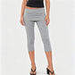 Chic Women Fold Over Waist Skirted Capri Leggings Stretchy Slim Fit 3/4 Cropped Pants Daily Casual Y2K Streetwear Bottom