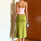 Ribbon Decoration Long Skirt+Low-Neck Backless Shape Waist Camisole 2 Piece Set Woman Summer Classic Elegant Style Suits
