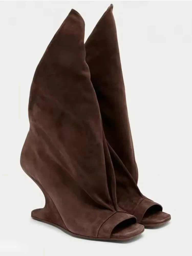 New Thick High Heel Open Toed Short Boots Fashion Alien Heel Fish Mouth Cool Boots Spring/Summer Women's Short Boots