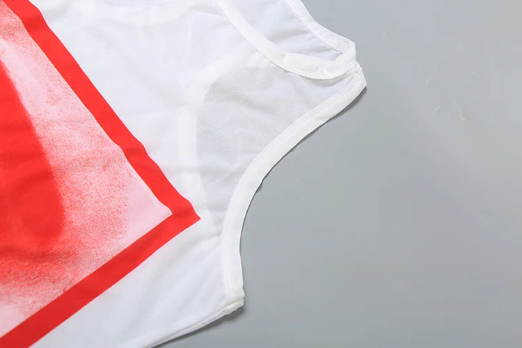 Hipster Thin Women Long Tops Sexy Y2KLip Print O-neck Sleeveless Wild Basic Stunning Street Club Midnight Party Vest