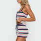 Women Y2K Retro Striped Knit Two Piece Set Spaghetti Strap Bow Front Top and Drawstring Shorts Summer Casual Streetwear