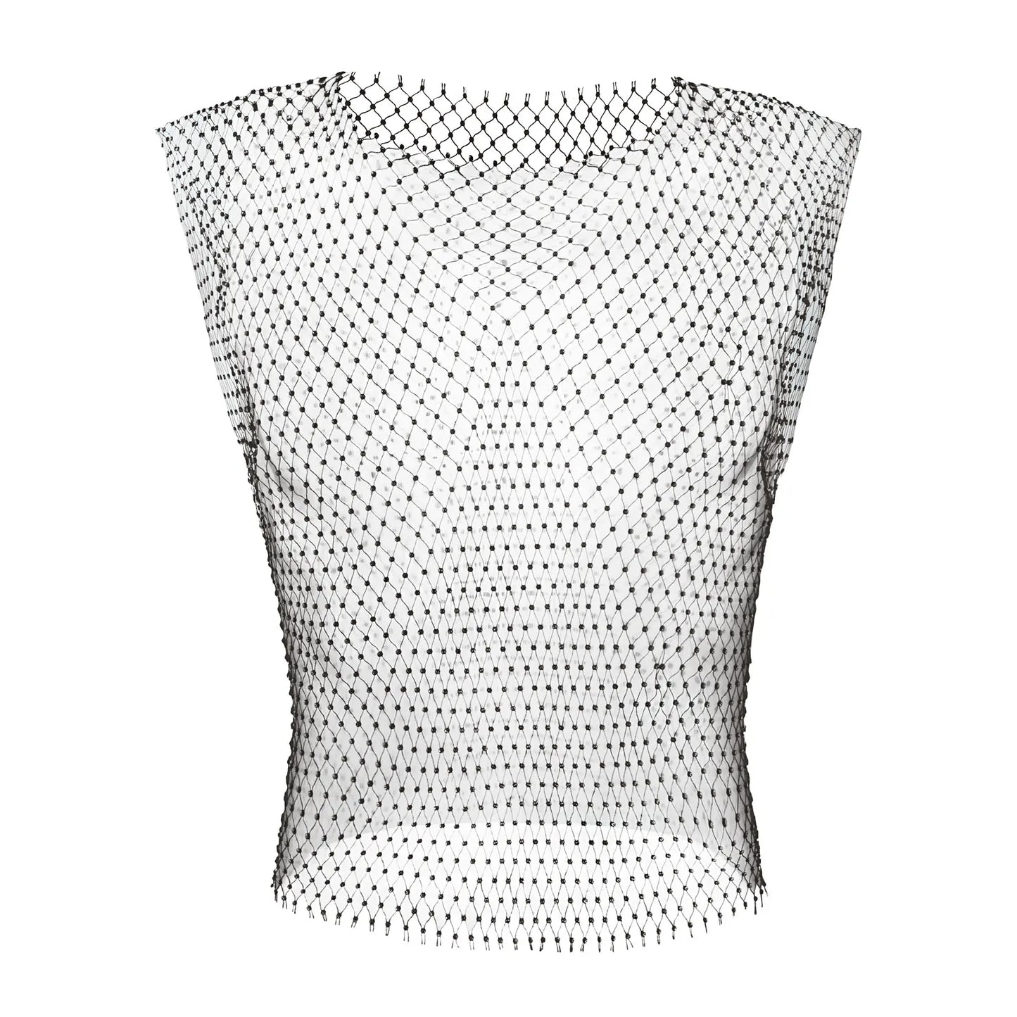 Men Fishnet Sexy Tank Tops Man Rhinestone Shiny See-Through Hollow Vest Mesh Sleeveless T-Shirt Transparent Clothing Clubwear