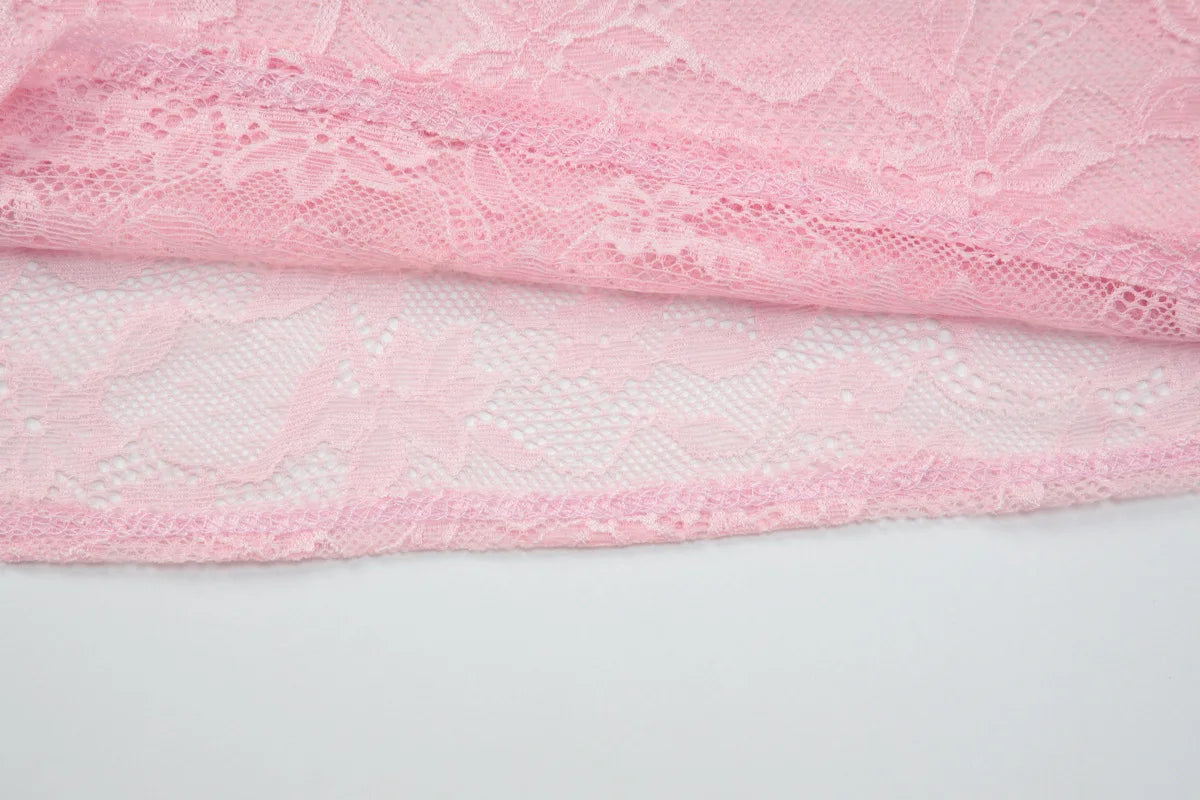 See Through Lace Mesh Crop Tops for Woman Sexy Asymmetrical Off Shoulder Short Sleeve Shirts Blouses