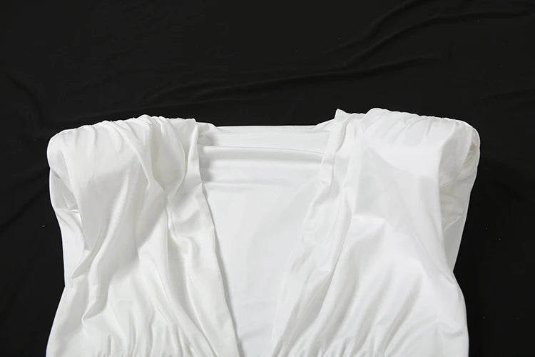 Ruched Elegant Dress Women Y2K Peach Buttocks Deep v-Neck Classic Solid Sleeveless Birthday Party Summer Mini Bodycon