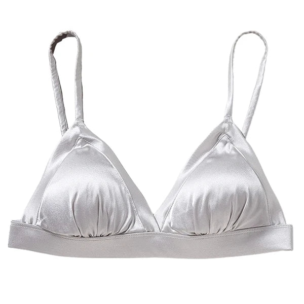 93.8% Real Mulberry Silk Women's Bralette Wireless Bra Triangle Cups Removable Padded Wire Free Lightly Lined Everyday