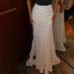 Polka Dot Floor-length Chiffon Skirt French Style Ruffled Mesh A-line Skirts Elegant Maxi Bottoms High Waist Streetwear