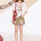 Playful Cartoon Print V-Neck Oversized T-Shirt, Drop Shoulder Casual Graphic Tee, Streetwear Loose Top for Women