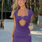 Two Piece Set Cowl Neck Short Sleeve Mini Dresses 2026 Summer Clothes for Woman Fashion Dress