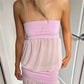 Y2K Sweet Strapless Mesh Spliced Tube Top Women Sheer Chiffon Peplum Flowy Crop Top Sleeveless Casual Party Blouse