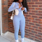 Contrast Patchwork 2 Piece Set Women Tracksuit Sporty Zip Full Sleeve Jacket+Skinny Leggings Daily Casual Streetwear