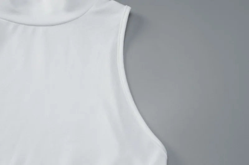 Sleeveless Ruched Split Long Dresses Elegant White Party Dresses Sexy Outfits Women