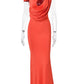 Cut Out One Shoulder Sexy Maxi Dress Women Elegant Draped Bodycon Evening Gown Club Party Long Formal Cocktail Dress