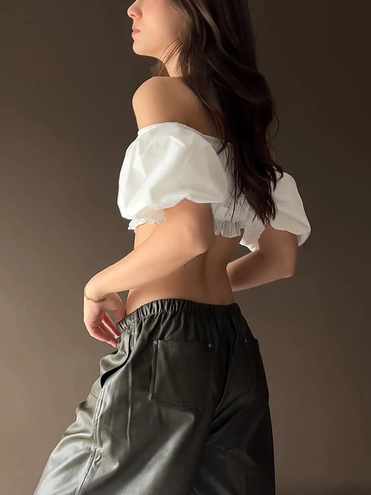 Sexy Puffy Tank Tops Women Y2K Summer Trend Elastic Applique Patchwork Solid Midnight Coquettish Party Clubwear Vest