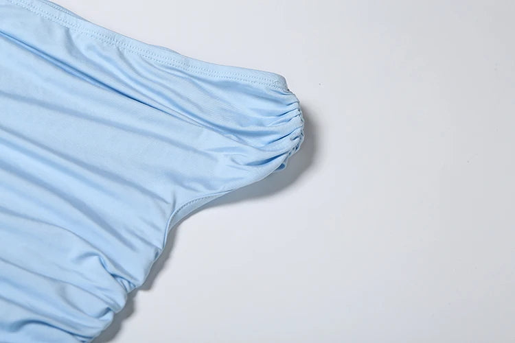 Waistless Pleated Dress Women Sexy Solid Sheath Strapless High Stretch Slit Summer Trend Midnight Club Party Vestidos