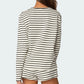 Women Striped Loungewear 2 Piece Casual Sleepwear Set Female Long Sleeve T shirt and Shorts Comfy Casual Homewear