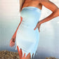 Y2K Glossy Tube Mini Dress Ladies Strapless Jagged Spike Hem Tight Bodycon Dress Night Club Evening Party Short Dress
