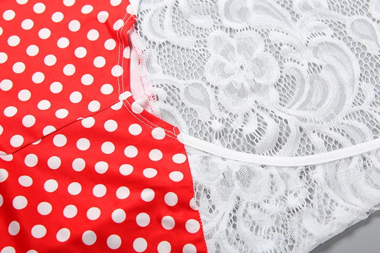 Polka Dot Print Lace Patchwork Playsuits Woman o-Neck Full Sleeve Backless Skinny Peach Hip Midnight Club Party Rompers