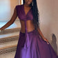 Braid Waistless Dress Women Peach Buttocks Backless Patchwork Summer Vacation Elegant Irregular Hem Party Vestidos
