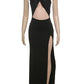 Irregular Hollow Cross Knot Maxi Dress Women Sexy Backless Skinny High Splits Midnight Prom Party Elegant Outfits