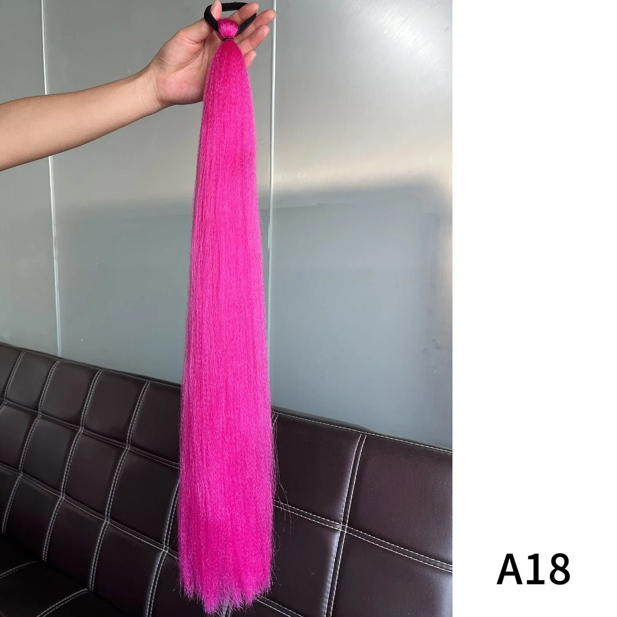 Synthetic Long Straight Ponytail Extensions With Rubber Band DIY Braided Ponytail Purple Hair Accessories for Halloween
