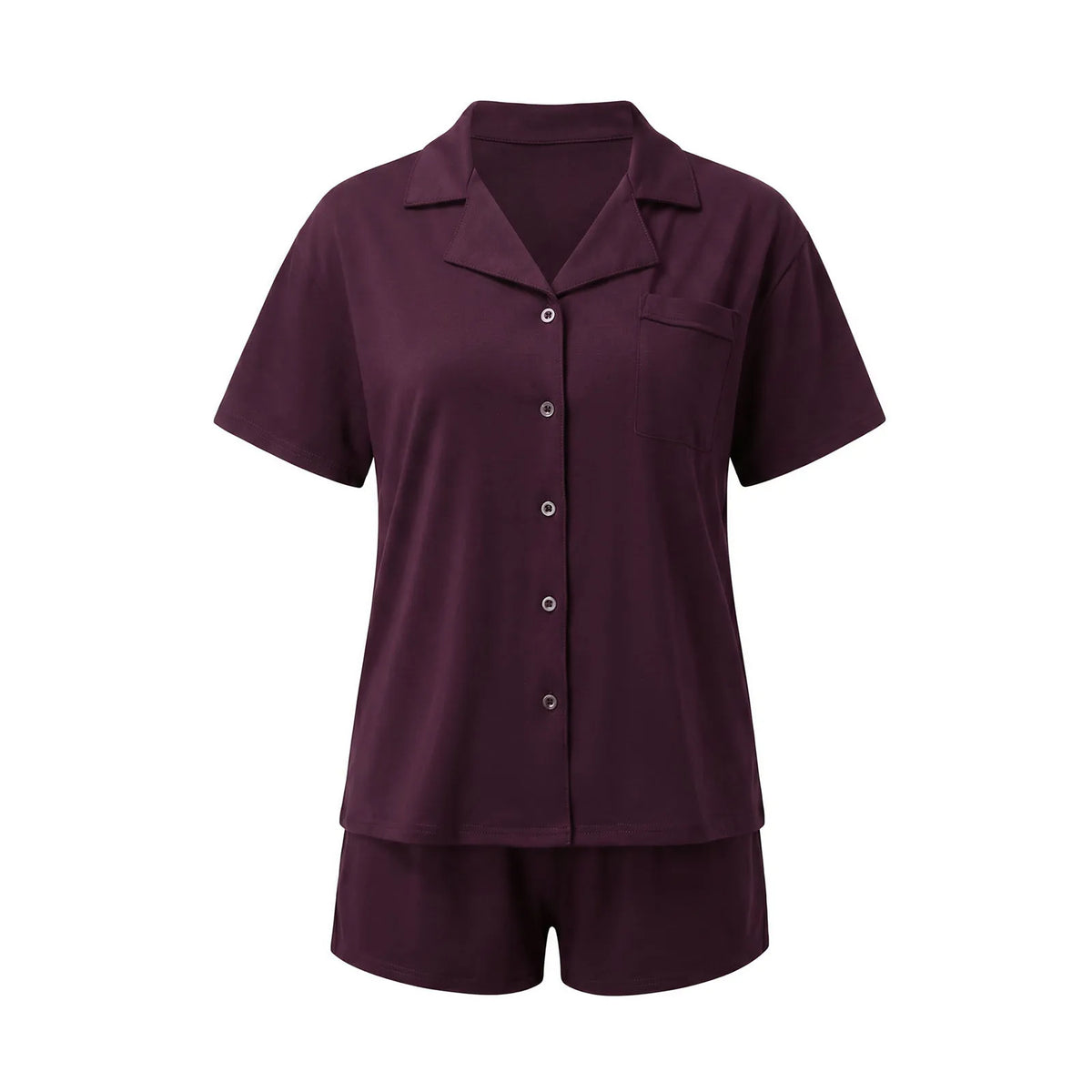 Women Short Sleeve Button Down Pajama Set With Shorts Soft Loungewear Sleepwear 2 Piece Set For Home Casual Nightwear