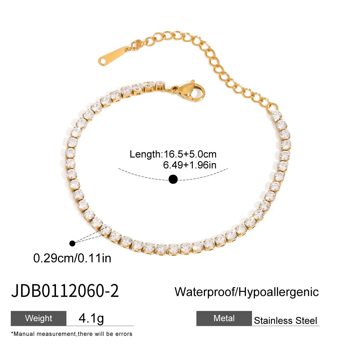 Stainless Steel Chain Bracelet with Heart-Shaped Zirconia and Gold Color Plating for Women Casual Everyday Jewelry Gift