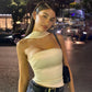 Satin Sexy Shirts Women Trending Clothes Halter Backless Crop Tops Going Out Clubbing Tube Top Black White