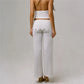 Y2K Low Rise Bootcut Pants Women Fold Over Waistband Metal Rivet Detail Soft Knit Wide Leg Casual Trousers Streetwear