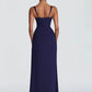Square Collar Backless Sexy Maxi Dress Women Elegant Spaghetti Strap Sleeveless High Split Bodycon Club Party Dress