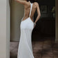 Halter Open Back Mermaid Sexy Maxi Dress Women Metal Buckle Bodycon Sleeveless Backless Evening Club Party Long Dress
